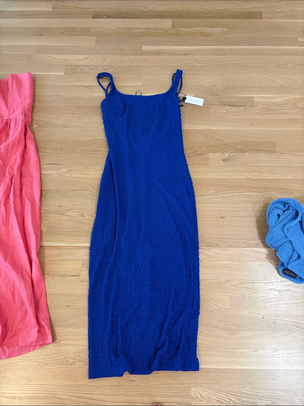 Astr Cobalt Blue Midi Knit Tank Dress
